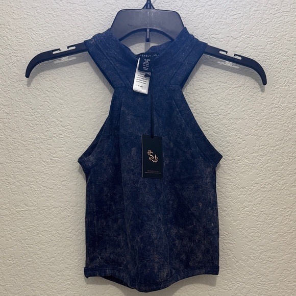 NWT Sincerely Jules Blue Halter Neck Knit Tank Top M/L Lightweight Summer - Picture 2 of 11